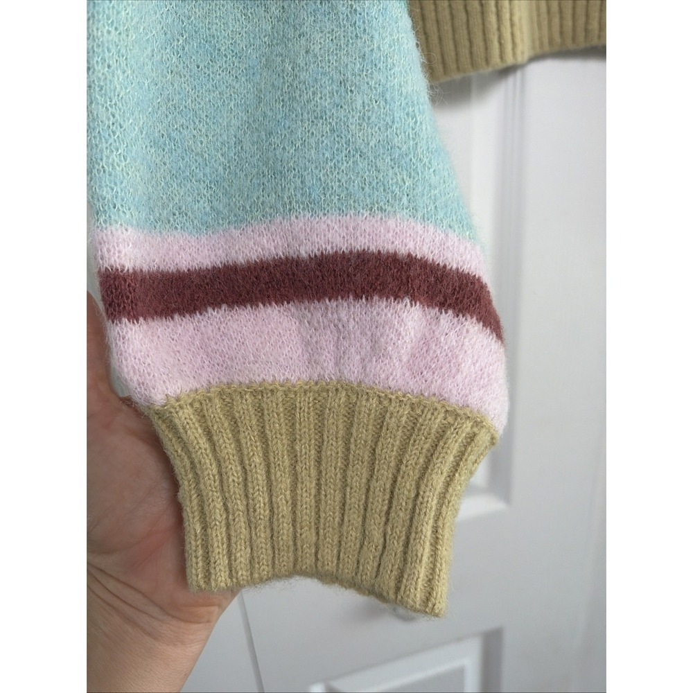 Mable Striped Cropped Sweater Womens Size M Multi Color Pastel Wool Blend Y2K - Picture 3 of 6